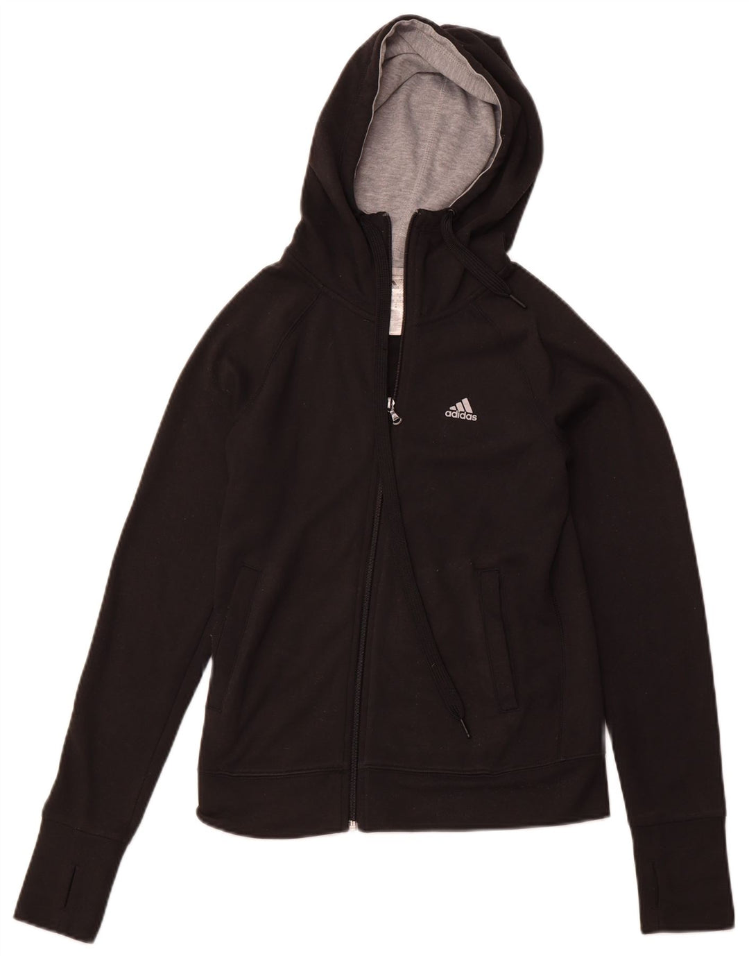 ADIDAS Damen Climalite Zip Hoodie Pullover UK 4/6 XS Schwarz Polyester