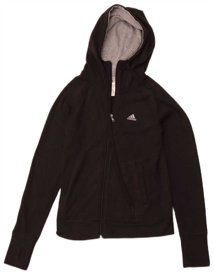 ADIDAS Damen Climalite Zip Hoodie Pullover UK 4/6 XS Schwarz Polyester