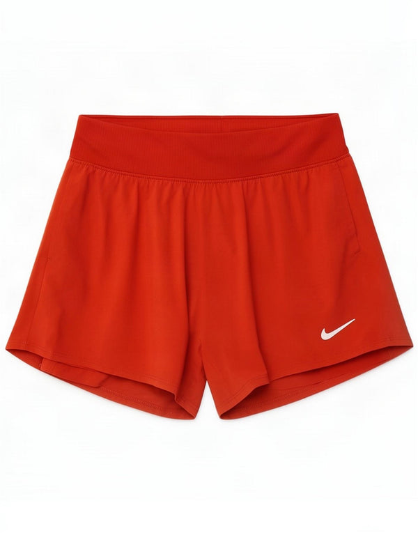 Nike Damen Dri Fit Slim Sport Shorts UK 8 Small Orange Polyester