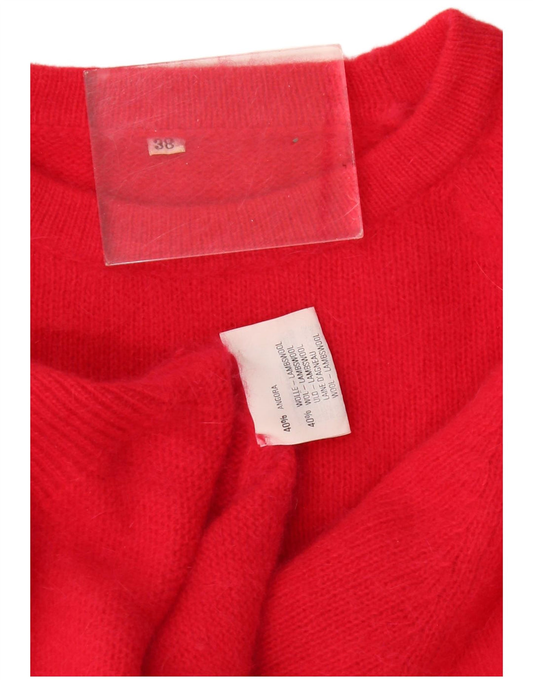 Vintage Damen Pullover mit Rundhalsausschnitt EU 38 Medium Red Angora
