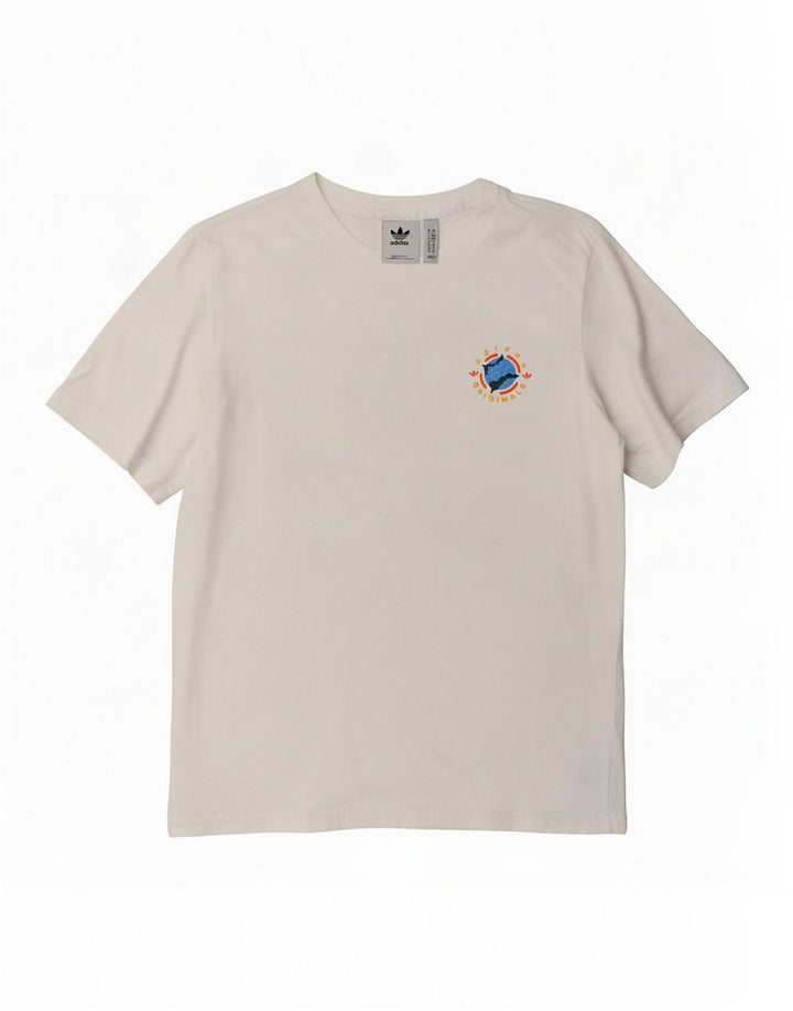 Adidas Herren Grafik-T-Shirt-Oberteil aus mittelweißer Baumwolle