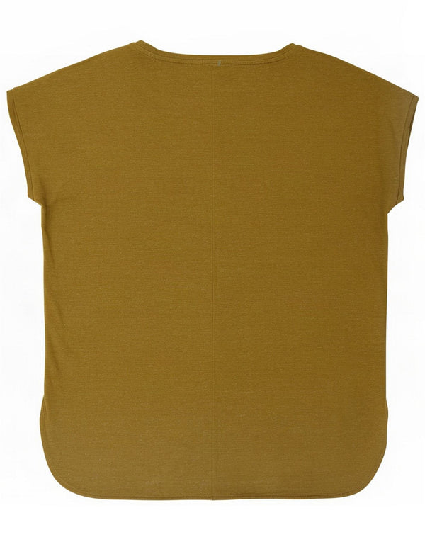 Ichi Damen T-Shirt Top UK 14 Medium Khaki Flecked Polyester