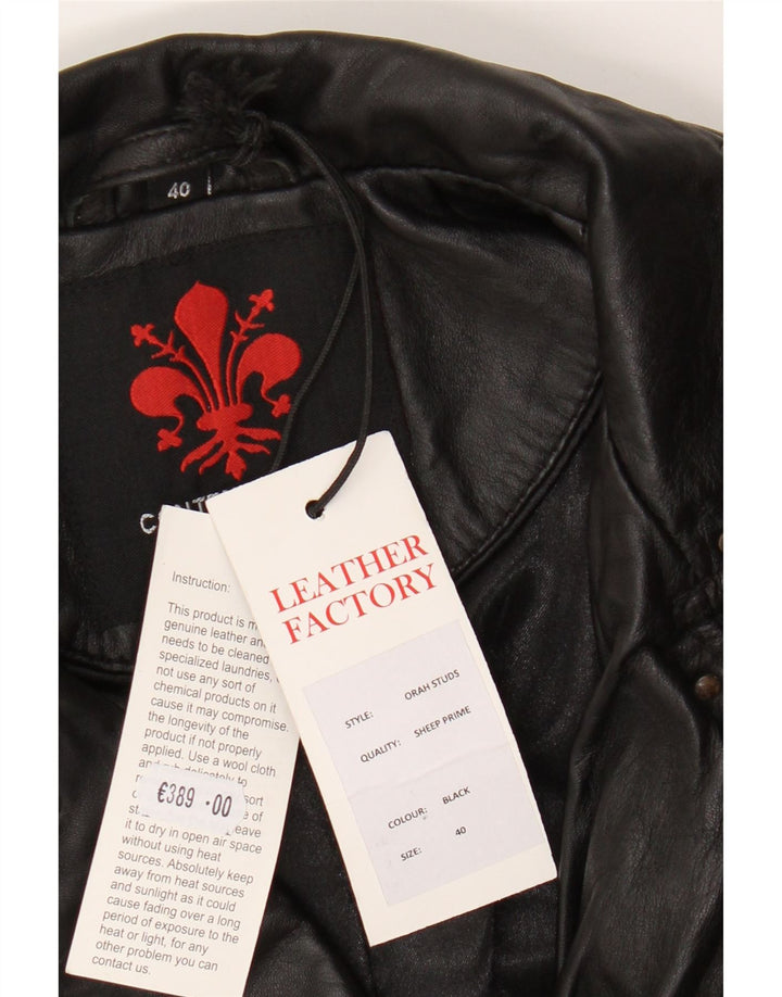 Vintage Damen Leder Bikerjacke IT 40 Kleines schwarzes Leder