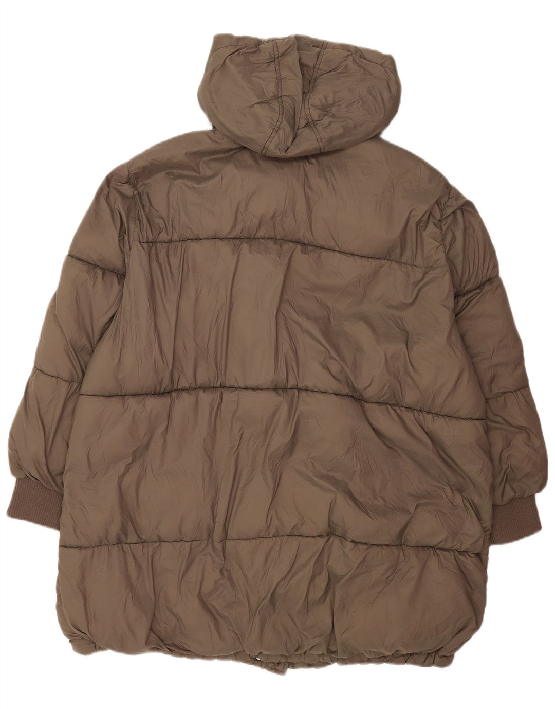 Zara Damen-Kapuzen-Übergröße, gepolsterte Jacke, UK 18, XL, braunes Nylon