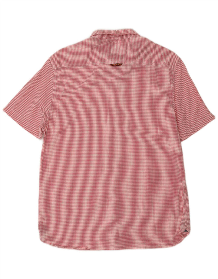 White Stuff Herren-Kurzarm-Slim-Fit-Hemd XL aus rosa Gingham-Baumwolle