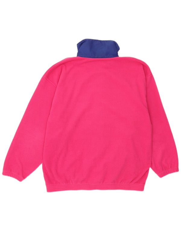 Vintage Damen Loose Fit Fleecejacke UK 14 Groß Rosa Polyester Sport