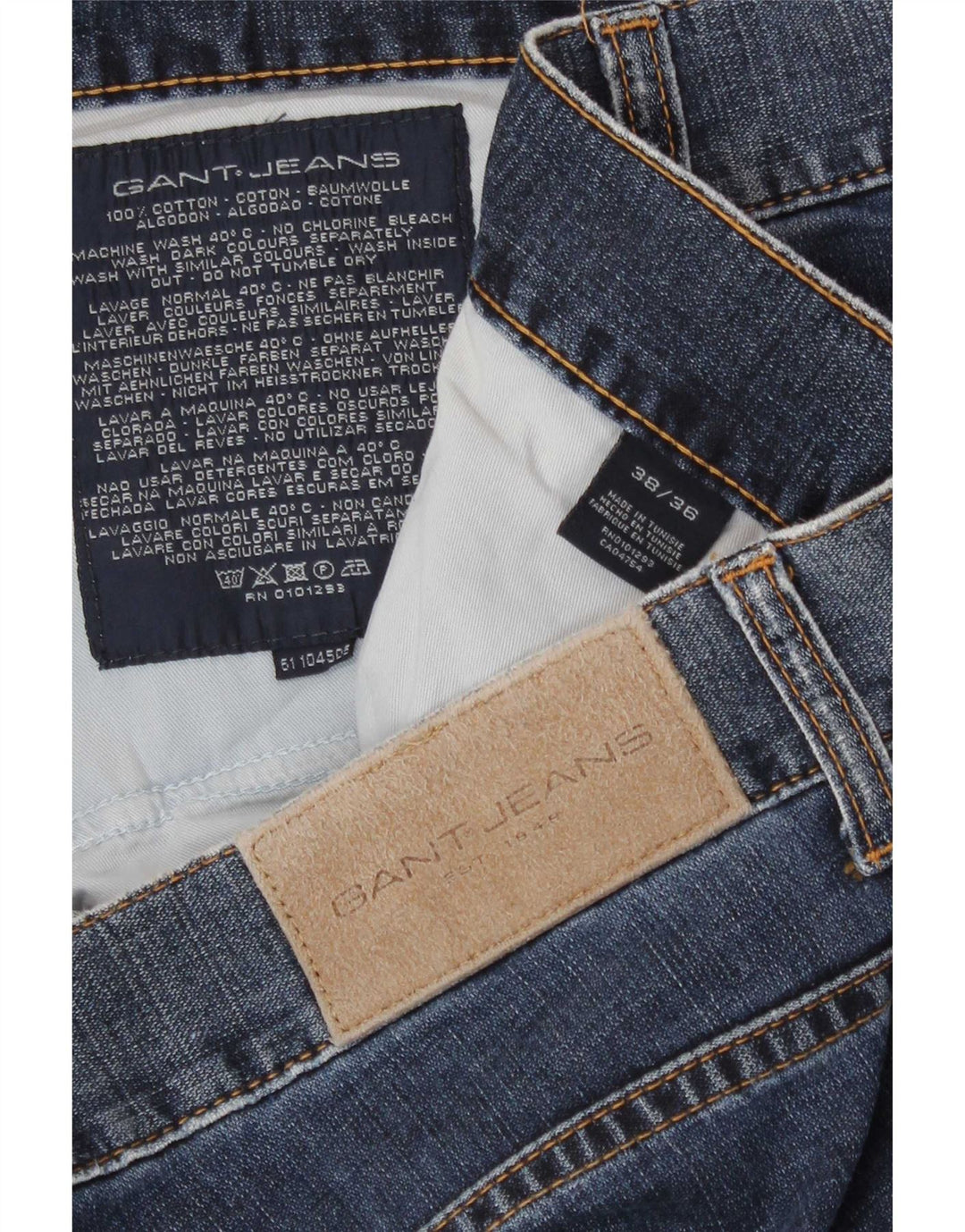 Gant Herren Straight Jeans W38 L36 Blaue Baumwolle