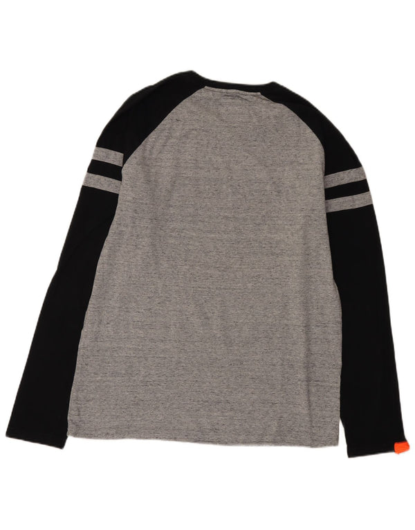 Superdry Herren-Oberteil mit langen Ärmeln, XL, Grau, Farbblock