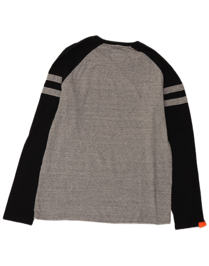 Superdry Herren-Oberteil mit langen Ärmeln, XL, Grau, Farbblock