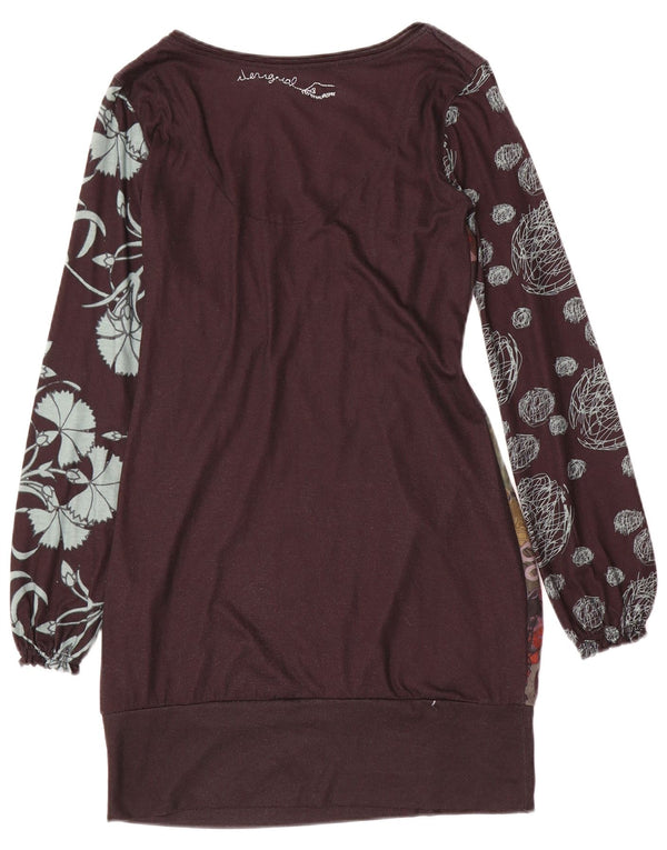 Desigual Womens Graphic Long Sleeve Bubble Dress UK 12 Mittelbraun geblümt