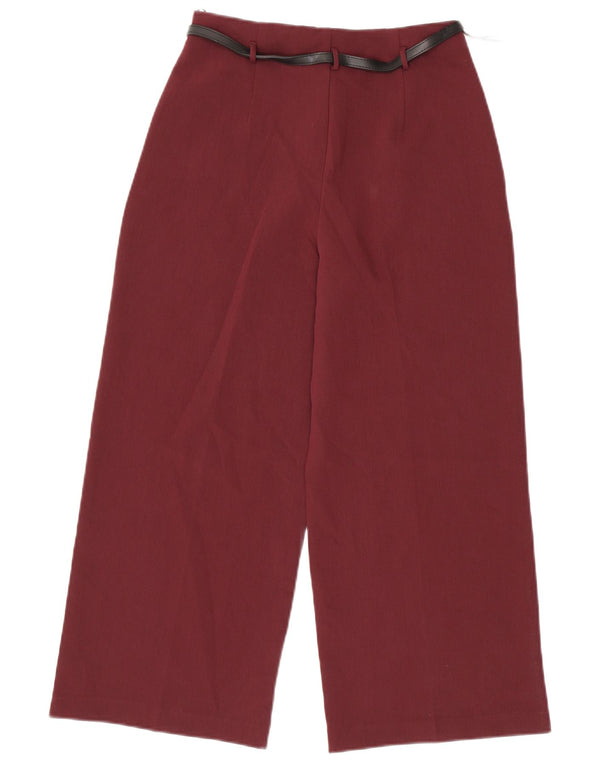 Zara Damen-Freizeithose mit hoher Taille und weitem Bein, Größe S, W26, L25, Burgunderrot