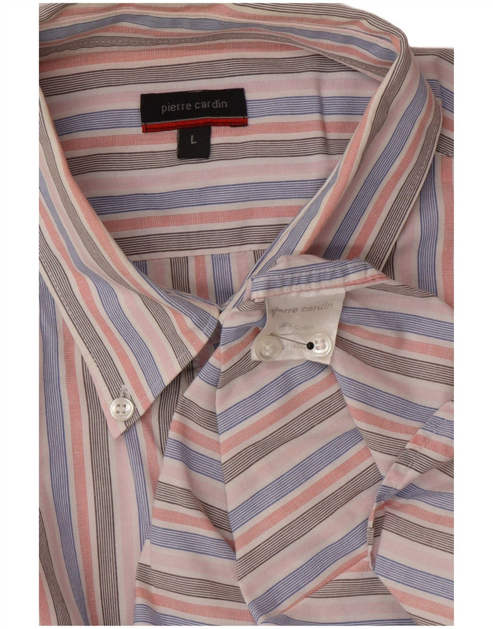 Pierre Cardin Herrenhemd, groß, rosa gestreift, Baumwolle