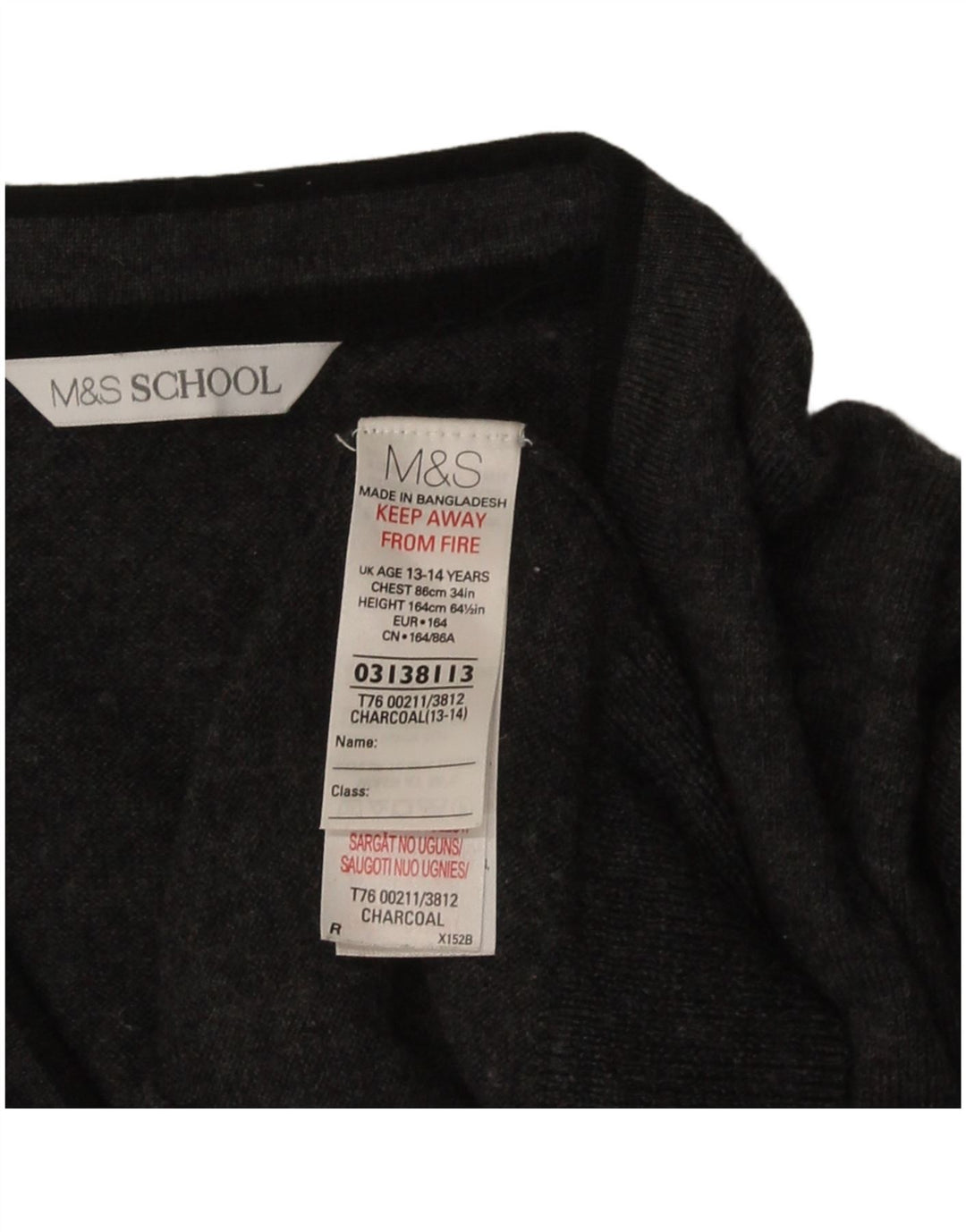 Marks & Spencer Strickjacke für Jungen, 13–14 Jahre, graue Merinowolle
