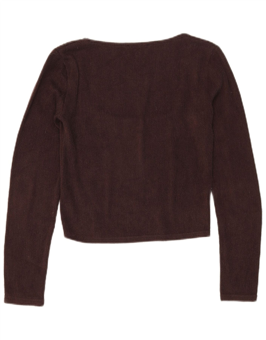 Zara Damen Crop Top Langarm UK 12 Mittelbraun Polyester