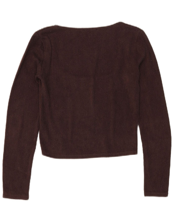 Zara Damen Crop Top Langarm UK 12 Mittelbraun Polyester
