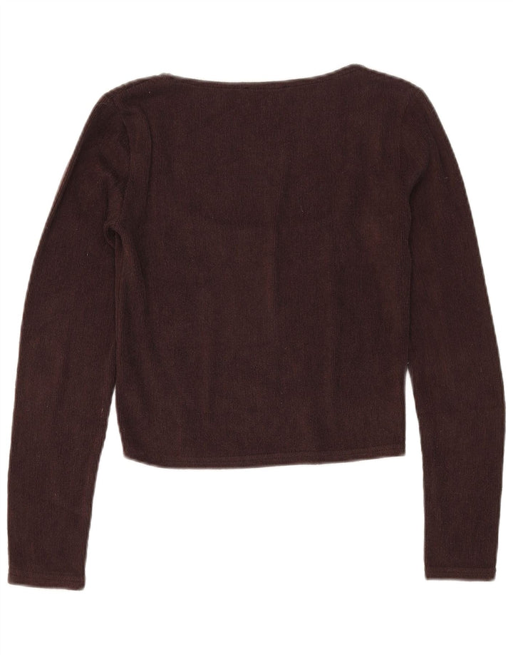 Zara Damen Crop Top Langarm UK 12 Mittelbraun Polyester