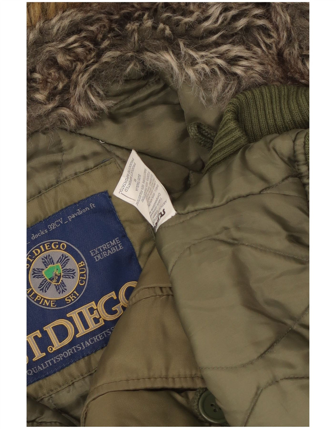 Vintage Herren Skijacke mit Kapuze UK 38 Medium Khaki Nylon