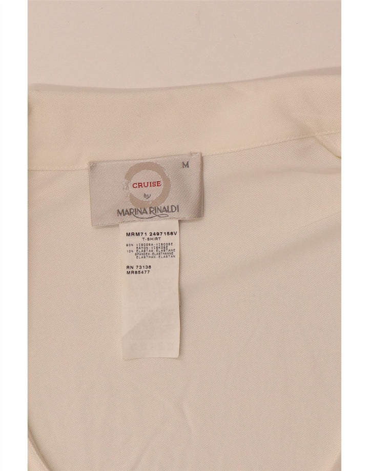 MARINA RINALDI Damen Wickelbluse mit kurzen Ärmeln, UK 14, Mittelweiß