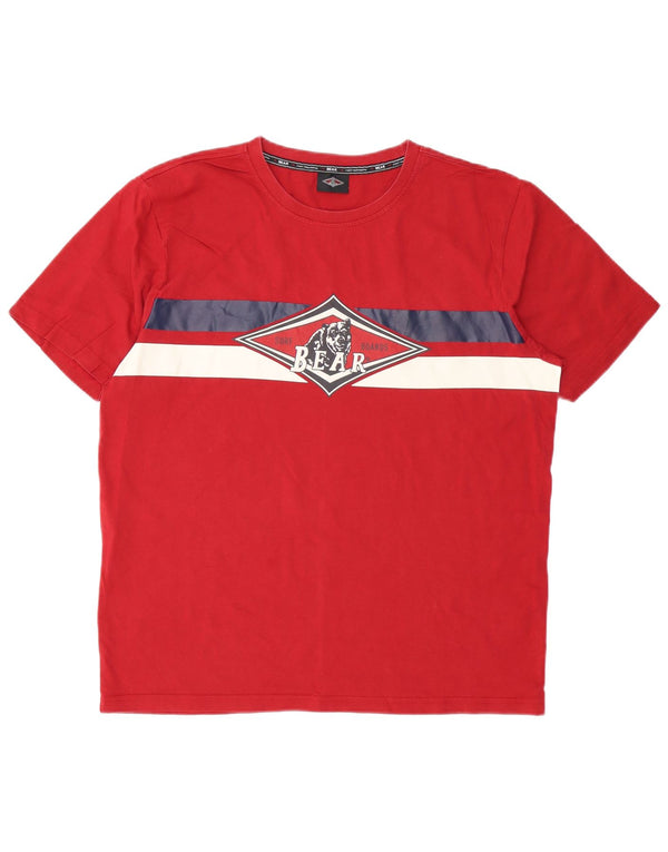 Bear Herren Grafik-T-Shirt-Oberteil XL aus roter Baumwolle