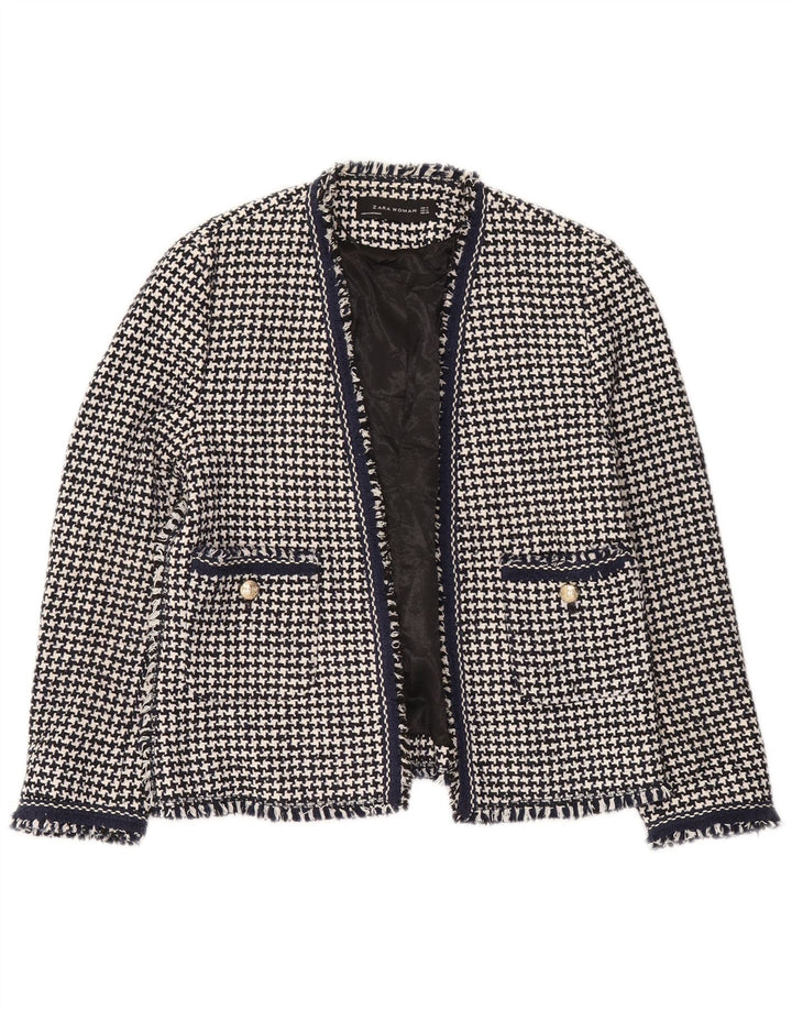 Offener Blazer für Damen von Zara, Gr. 12, Mittelschwarz, Hahnentrittmuster