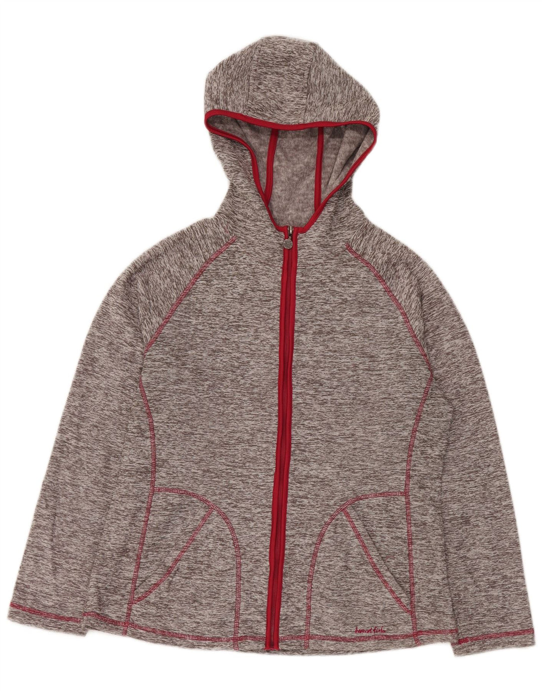 WEIRD FISH Damen-Kapuzenpullover mit Reißverschluss, UK 14, großes grau geflecktes Polyester