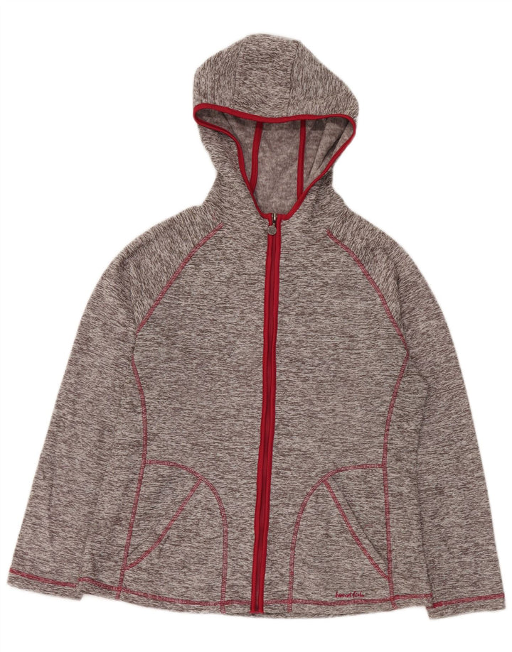 WEIRD FISH Damen-Kapuzenpullover mit Reißverschluss, UK 14, großes grau geflecktes Polyester