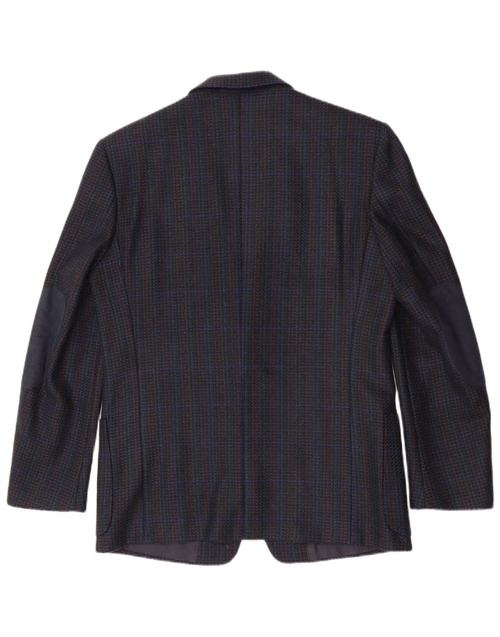 Angelo Litrico Herren-Blazer mit 2 Knöpfen, IT 50, groß, blau kariert, Schurwolle