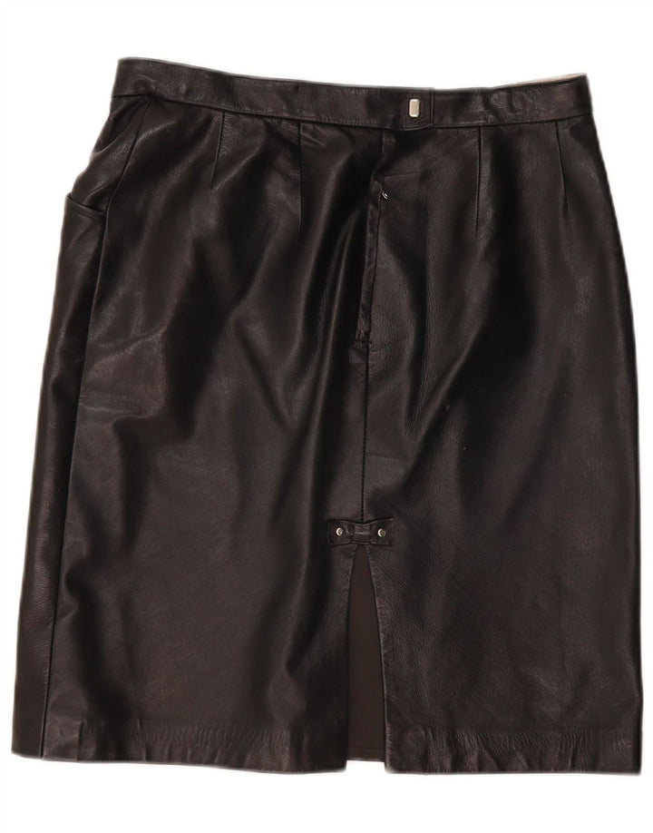 Vintage Damen Lederrock W32 Groß Schwarz