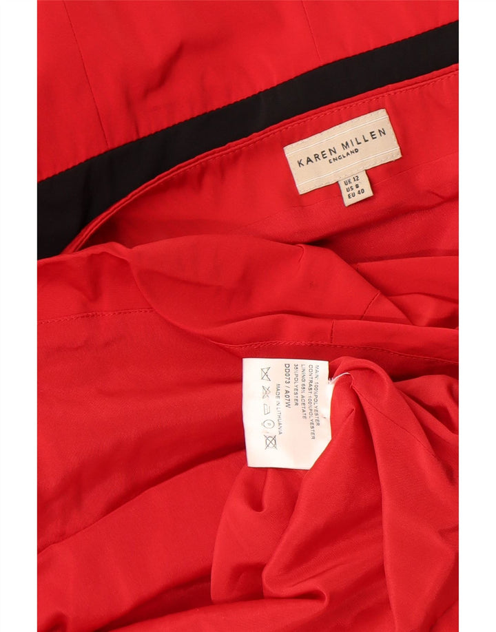 Karen Millen Damen Trägerloses Kleid UK 12 Mittelrotes Colourblock-Polyester