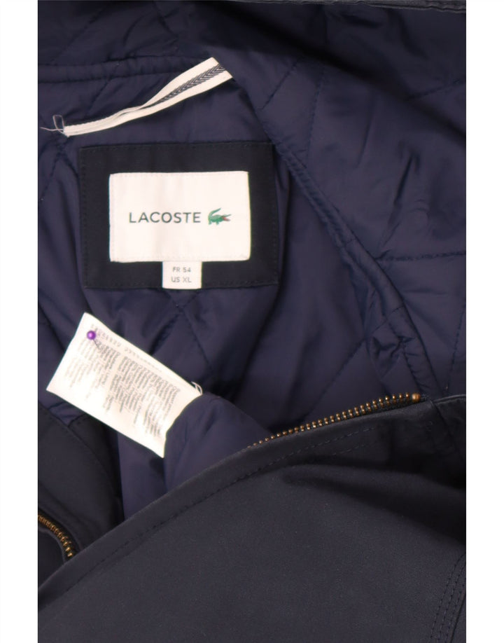 Lacoste Herren-Bomberjacke mit Kapuze, Größe 54 XL, marineblaues Polyester