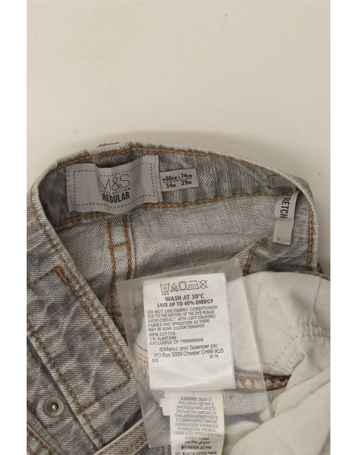 MARKS & SPENCER Herren-Jeans, reguläre Passform, gerade Passform, W34, L29, graue Baumwolle