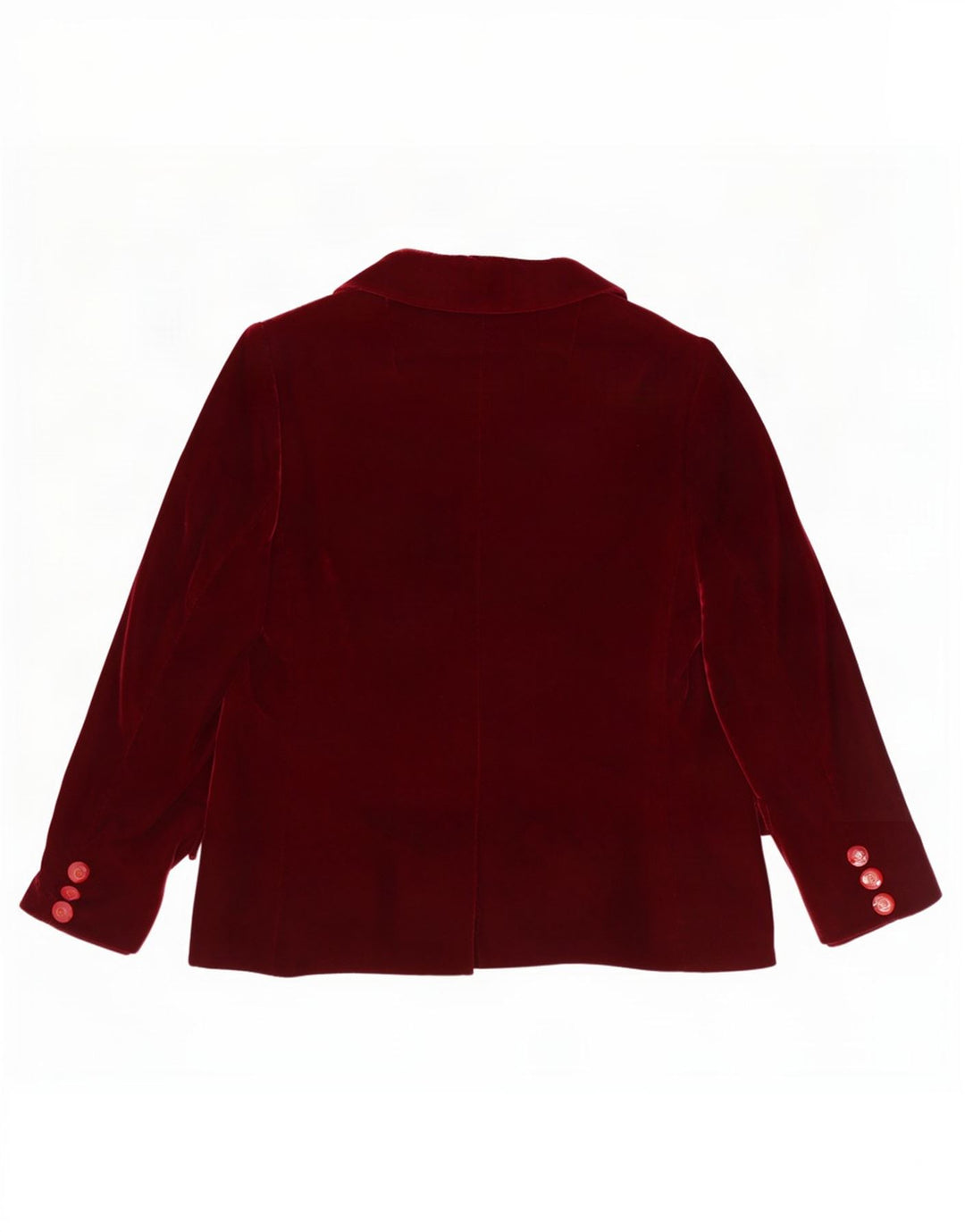 Vintage Damen 3-Knopf-Samt-Blazerjacke UK 12 Medium Burgund