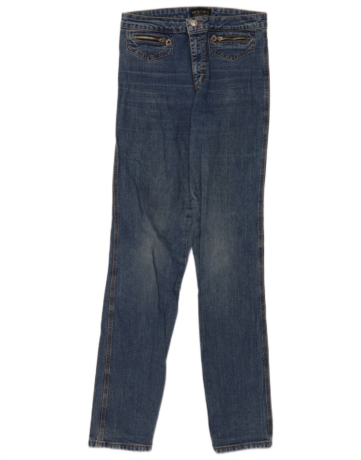 Onyx Damen Slim Jeans W30 L32 Blaue Baumwolle
