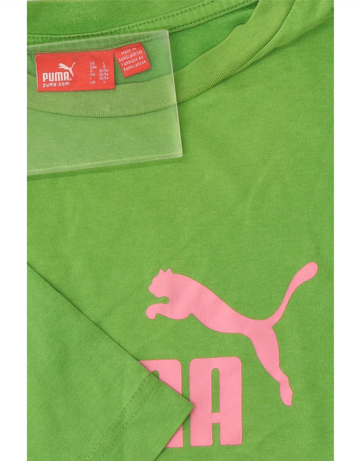 PUMA Mens Graphic T-Shirt Top Large Green Vintage Puma and Second-Hand Puma from Messina Hembry 