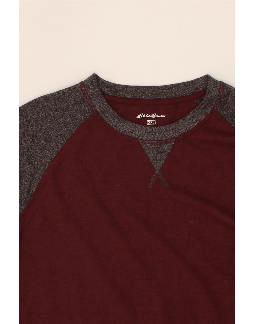 EDDIE BAUER Herren Top Langarm 2XL Kastanienbraun Colourblock Baumwolle