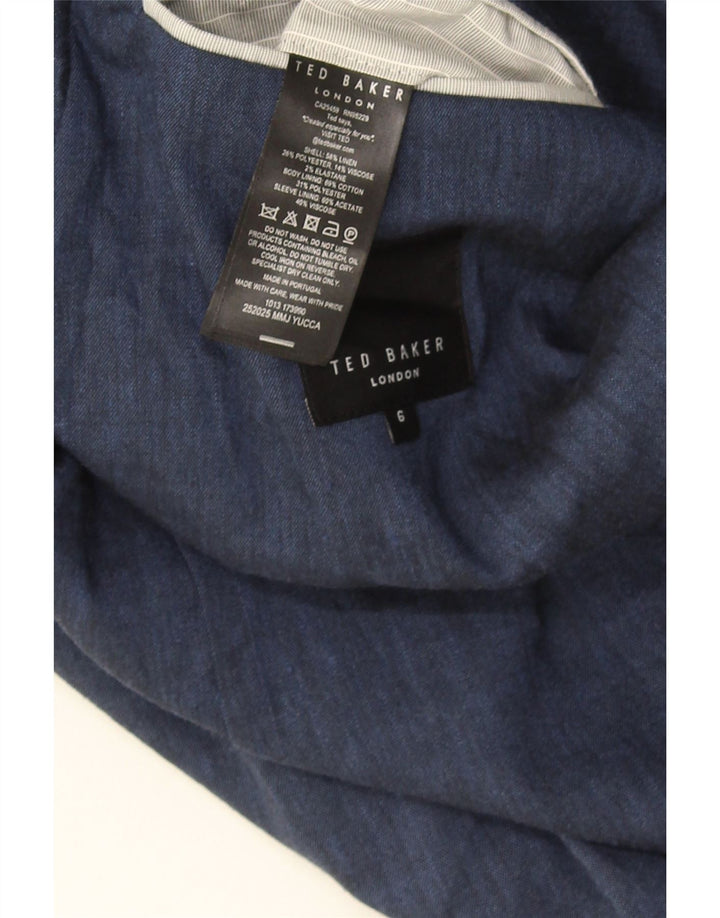 Ted Baker Herren-Blazer mit 3 Knöpfen, Größe 6 2XL, blaues Leinen