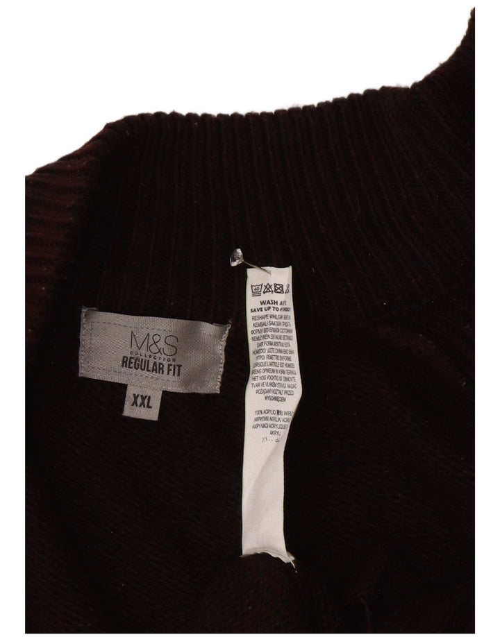 Marks & Spencer Herren-Cardigan mit normaler Passform, 2XL, Burgunderrot, Polyacryl