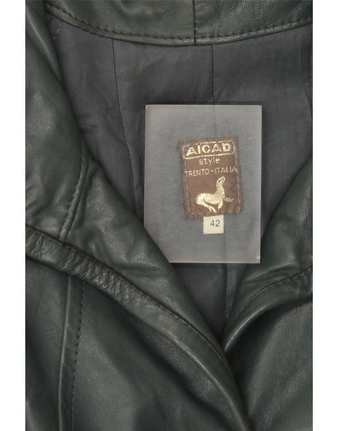 Aicad Damen Lederjacke IT 42 Mittelgrün