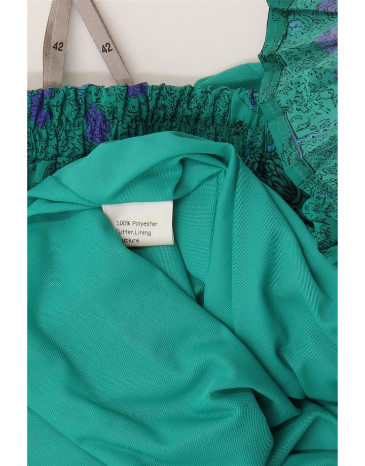 VINTAGE Womens Abstract Pattern Pleated Skirt IT 42 Medium W28  Turquoise
