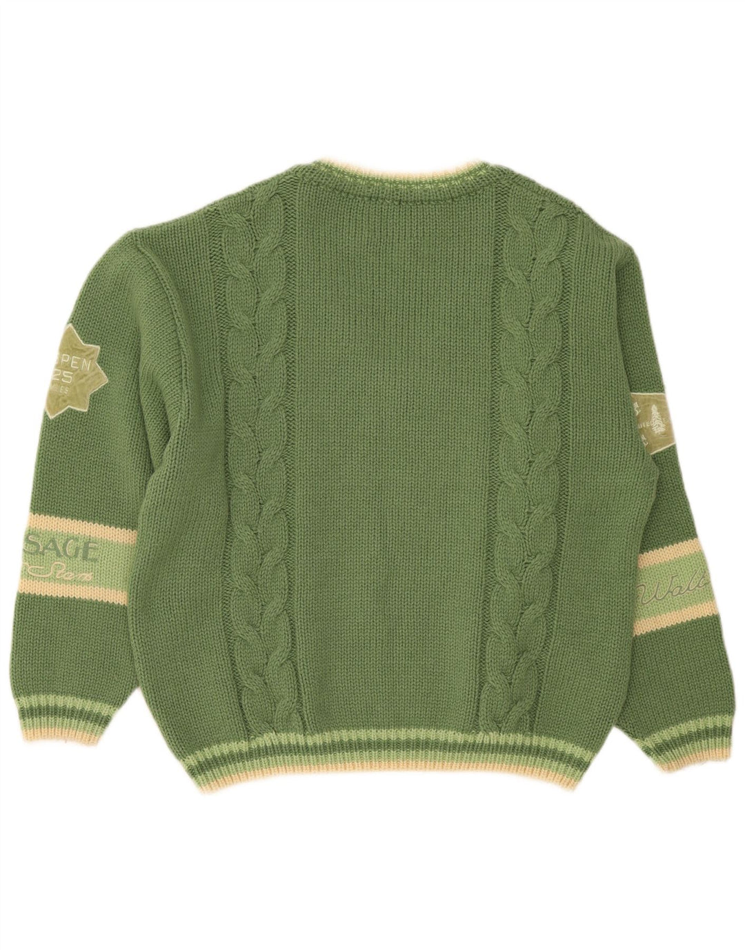 Foxhound Herren-Pullover mit grafischem V-Ausschnitt, XL, grün gestreift, Wolle