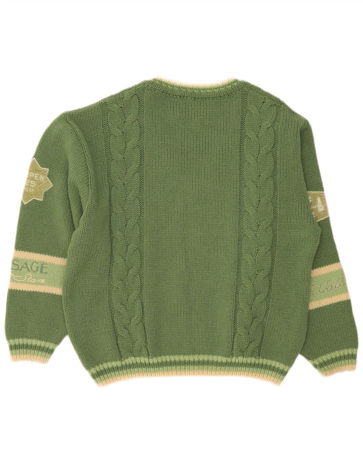 Foxhound Herren-Pullover mit grafischem V-Ausschnitt, XL, grün gestreift, Wolle