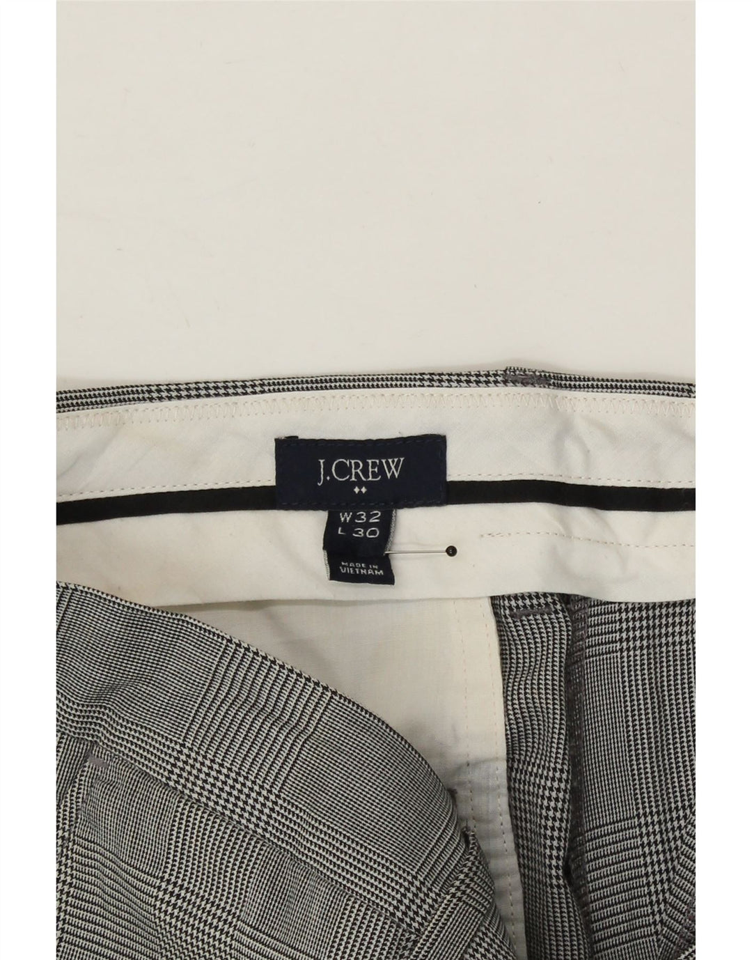 J. CREW Womens Slim Chino Trousers W32 L30 Grey Check Cotton Vintage J. Crew and Second-Hand J. Crew from Messina Hembry 