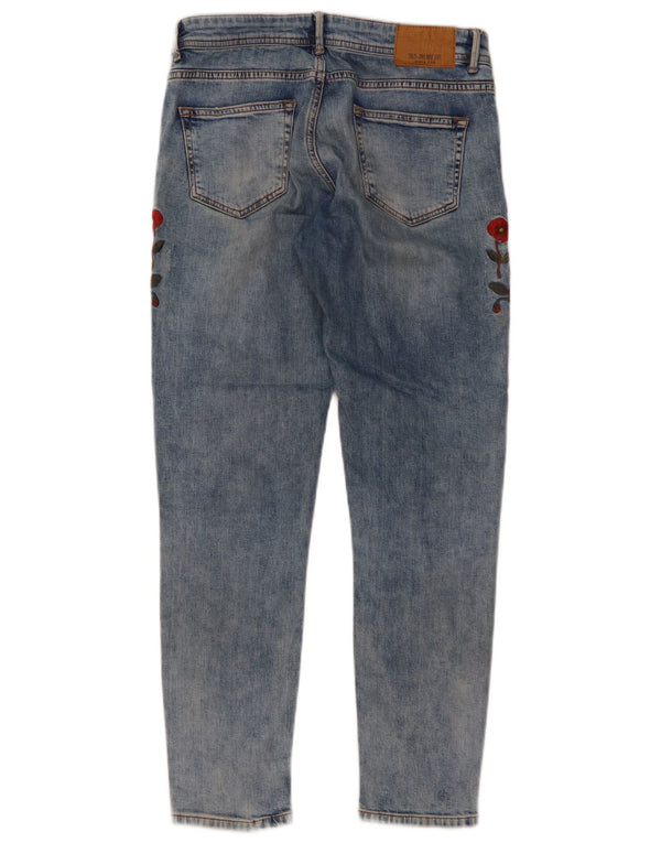 Zara Damen Skinny Jeans EU 38 Small W28 L27 Blau geblümt