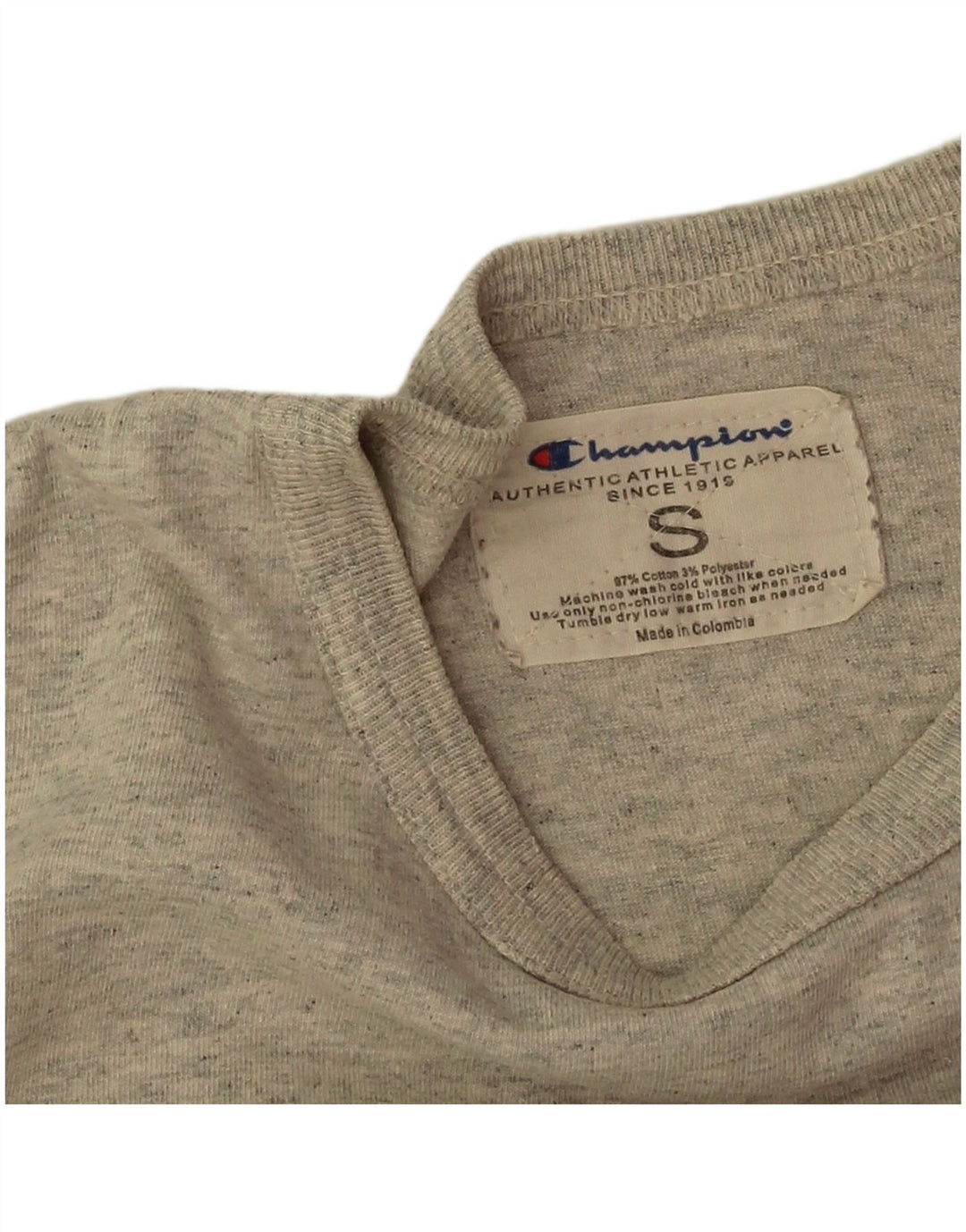 Champion Herren-T-Shirt mit Grafik, Größe S, grau gesprenkelte Baumwolle