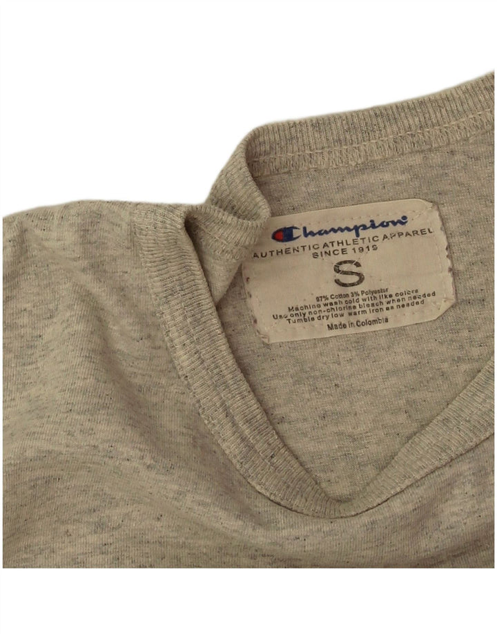 Champion Herren-T-Shirt mit Grafik, Größe S, grau gesprenkelte Baumwolle