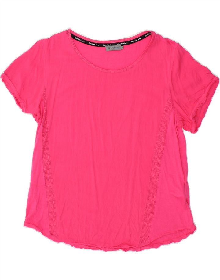 CALVIN KLEIN Womens T-Shirt Top UK 10 Small Pink Polyester Vintage Calvin Klein and Second-Hand Calvin Klein from Messina Hembry 
