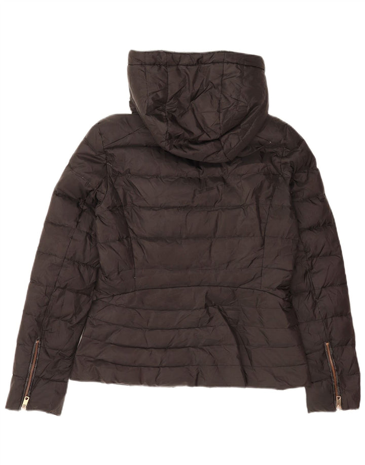 Zara Damen-Kapuzen-Sherpa-gepolsterte Jacke, UK 10, Größe S, Schwarz, Polyester