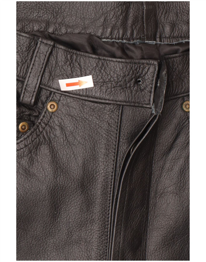 Vintage Herren Lederhose W34 L34 Schwarz