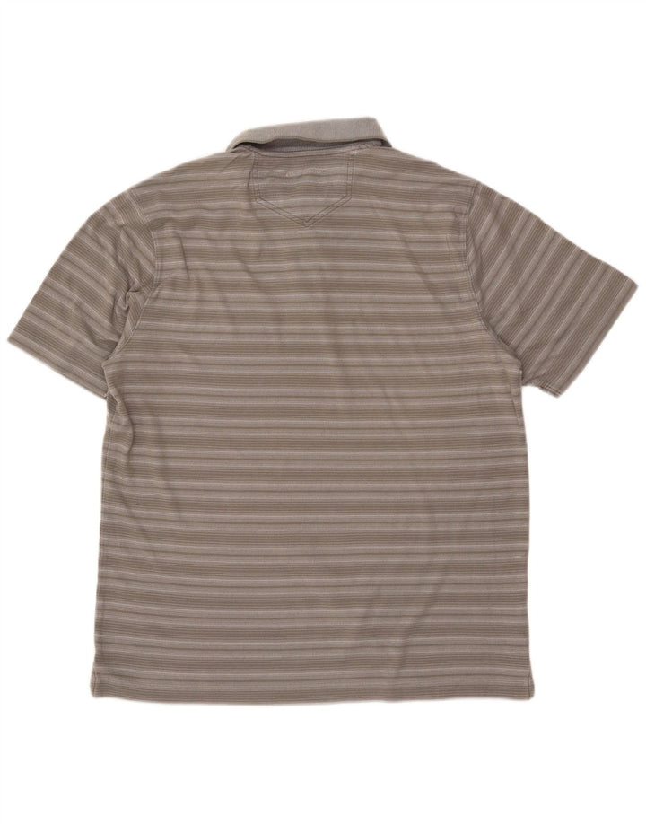 EDDIE BAUER Herren-Poloshirt aus mittelgrauer, gestreifter Baumwolle