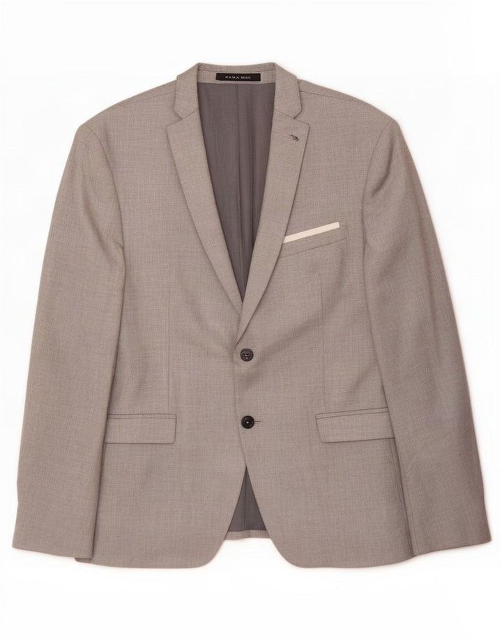 Zara Herren 2-Knopf-Blazerjacke EU 52 Large Grau